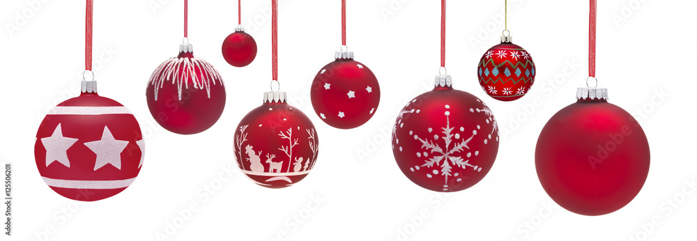 Group of Baubles hanging - obrazy, fototapety, plakaty 