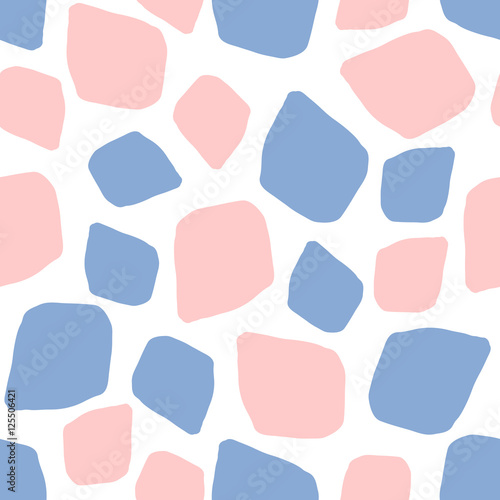 Abstract geometric seamless pattern of spots in color 2016 rose quartz and serenity, pink and blue background mosaic, hand painted vector for textile, wallpaper, web, wrapping, wedding, card, paper