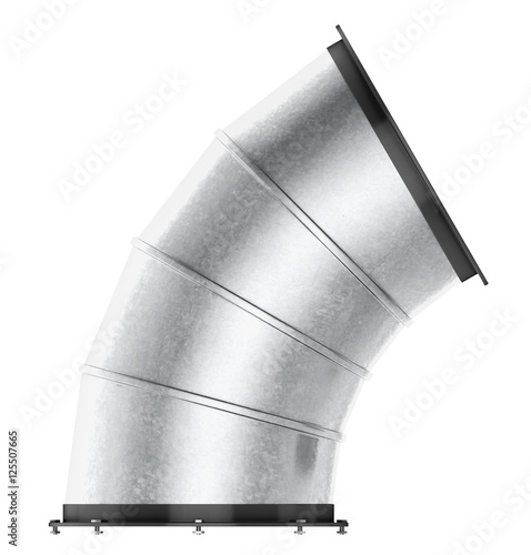 Bend of air duct 60 degree isolated on white background. 3d rend