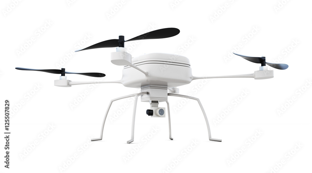 Quadrocopter isolated on white background. 3d rendering