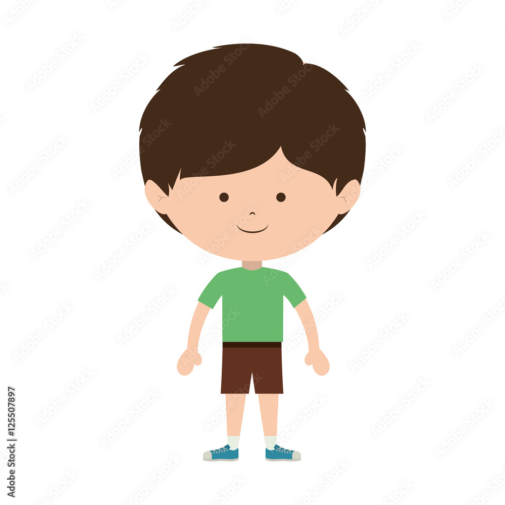 cartoon little boy smiling wearing t-shirt and shorts over white background. vector illustration cartoon little boy smiling wearing t-shirt and shorts over white background. vector illustration