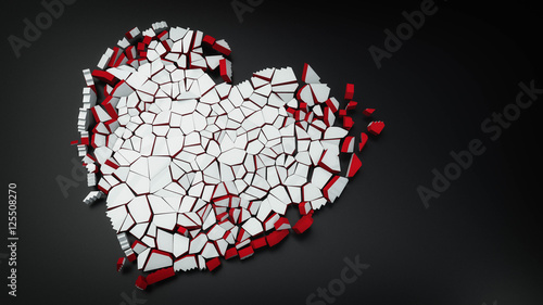 broken heart of the ice 3d illustration