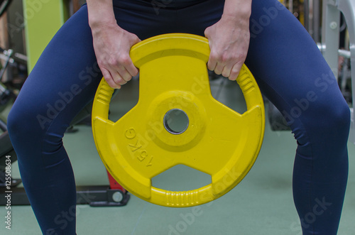 woman is training in the gym