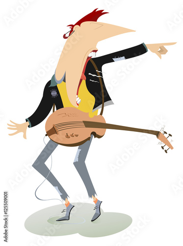 Let be where rock. Guitar player pointing the finger to somebody
