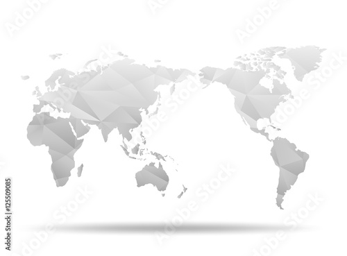 World map. Low poly design. White origami planet. Vector illustration