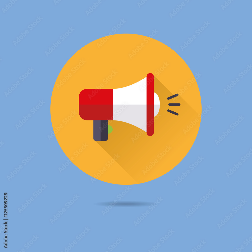 Marketing symbol, megaphone flat design vector icon Marketing symbol, megaphone flat design vector icon