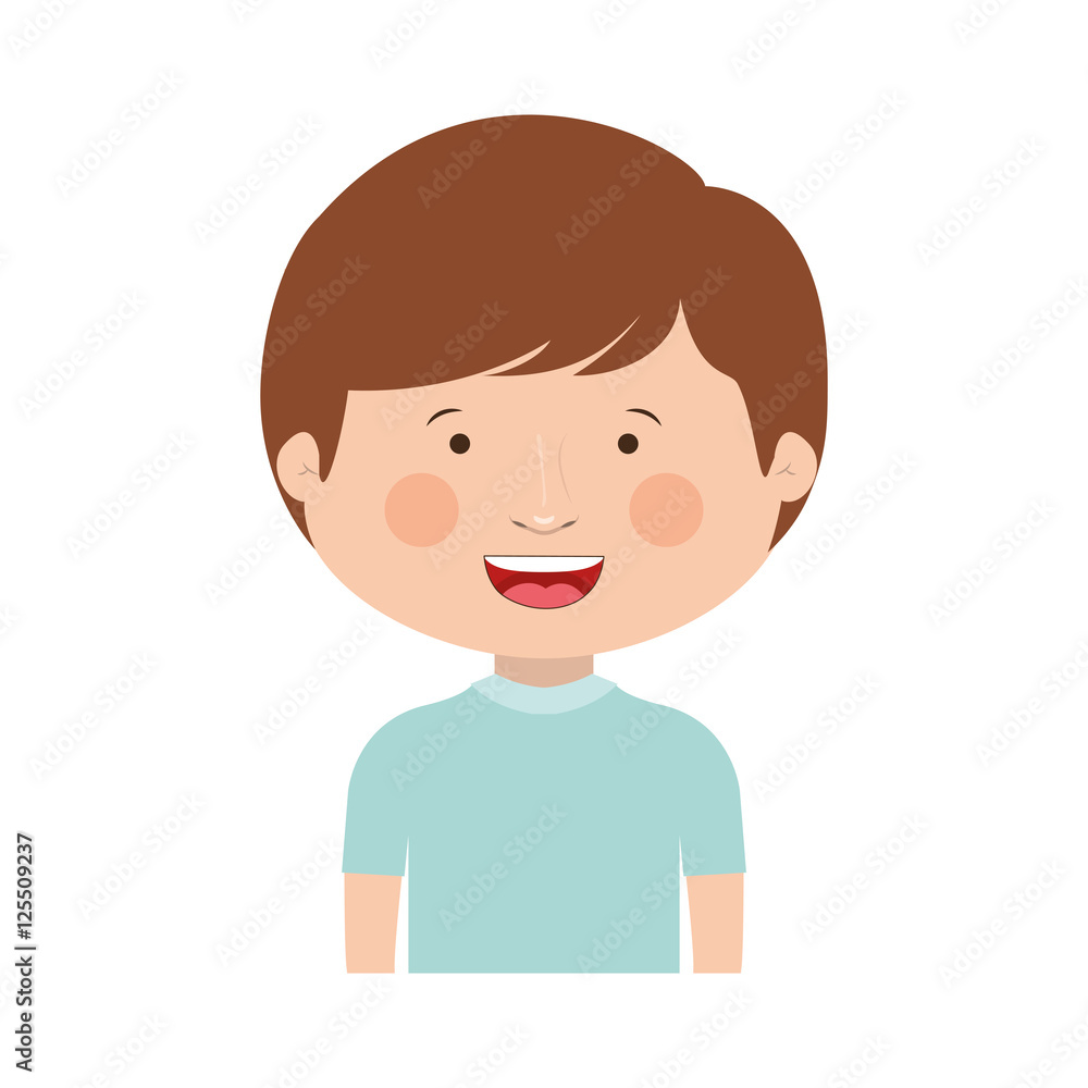 cartoon little boy smiling wearing blue t-shirt over white background. vector illustration cartoon little boy smiling wearing blue t-shirt over white background. vector illustration