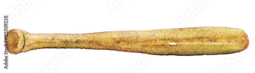 Photography watercolor sketch of baseball bat on white background