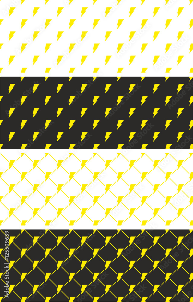 Lightning Symbol Seamless Pattern Color Set Lightning Symbol Seamless Pattern Color Set