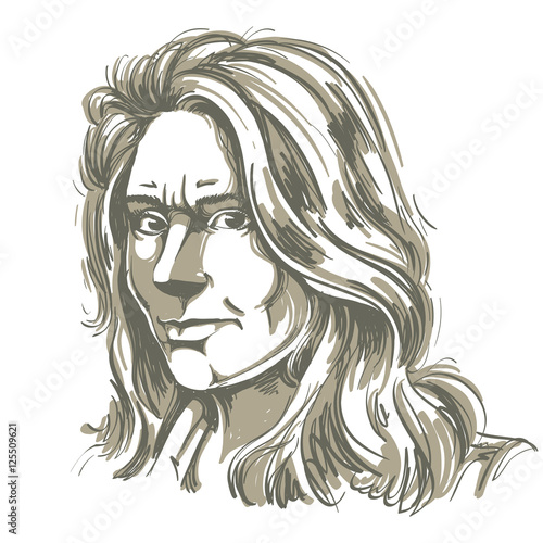 Vector portrait of irate woman, illustration of good-looking but