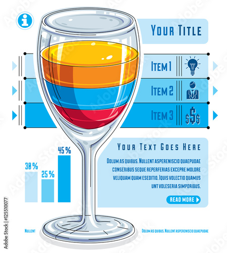 Creative infographics concept, 3d wineglass with three layered l