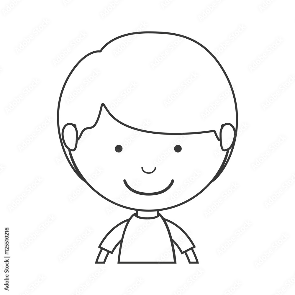 silhouette of little boy smiling wearing a t-shirt over white background. vector illustration silhouette of little boy smiling wearing a t-shirt over white background. vector illustration