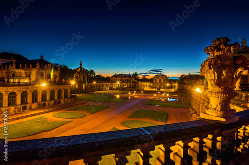 Zwinger at night, City at night, time exposure, Dresden, Germany