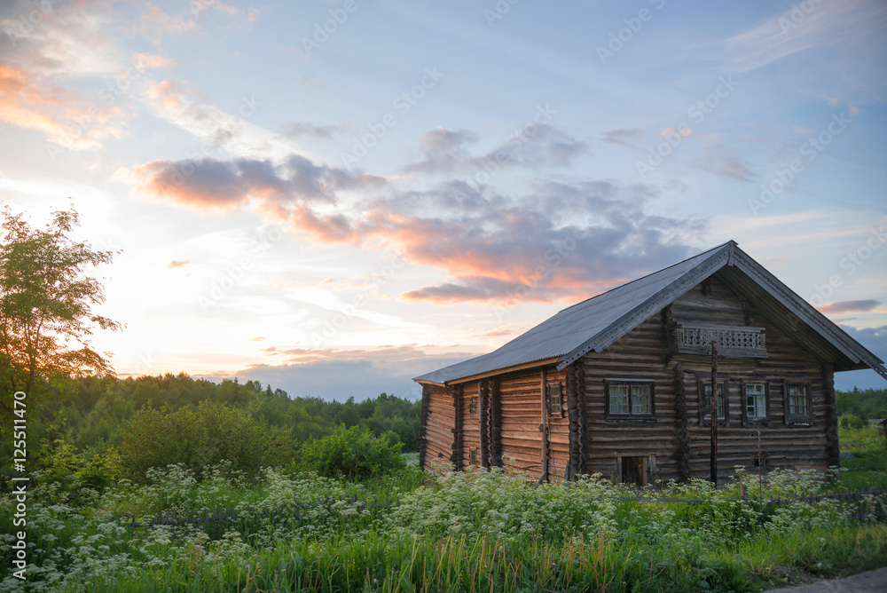 old log farmhouse in the beautiful sky old log farmhouse in the beautiful sky