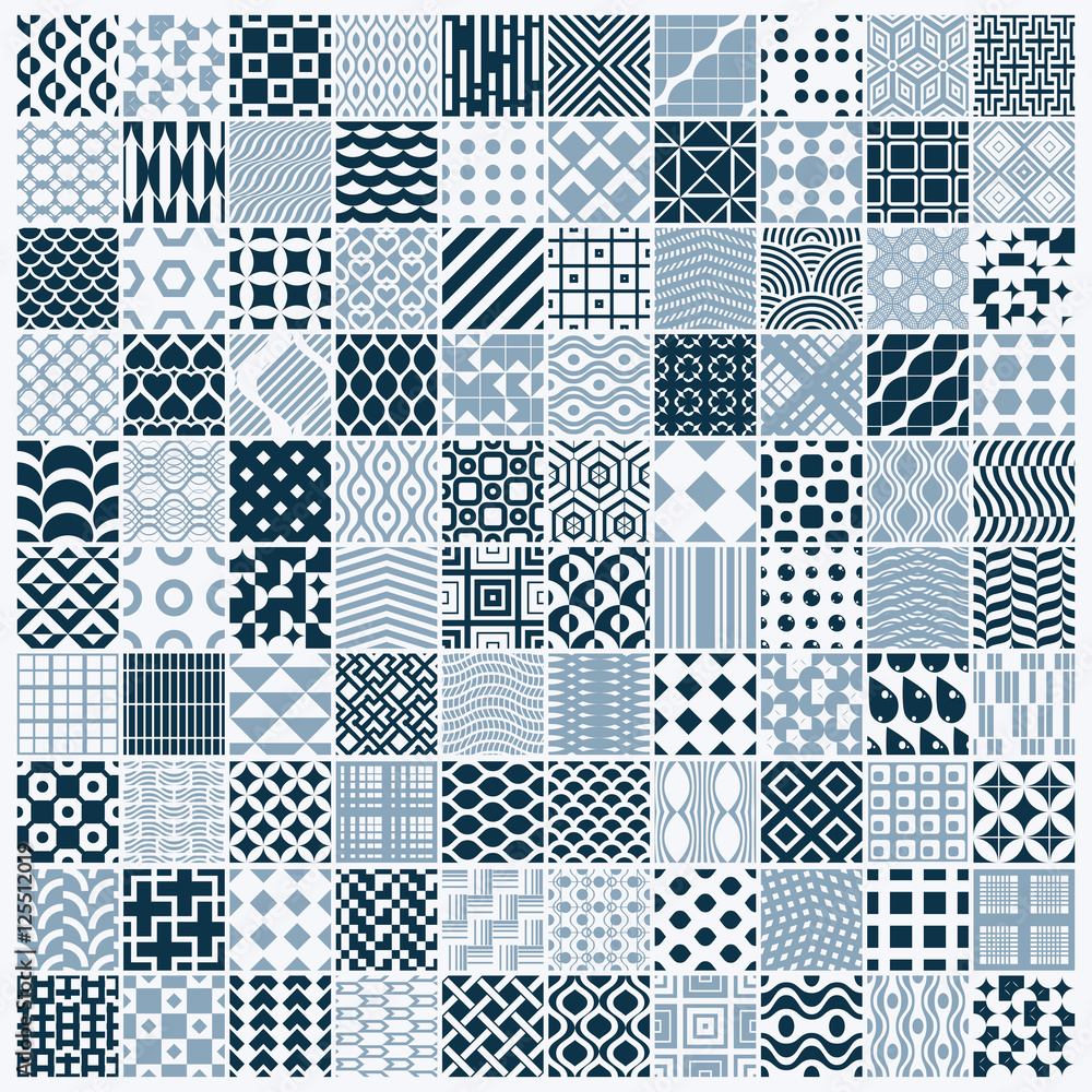 Vector ornamental black and white seamless backdrops set, 100 ge Vector ornamental black and white seamless backdrops set, 100 ge