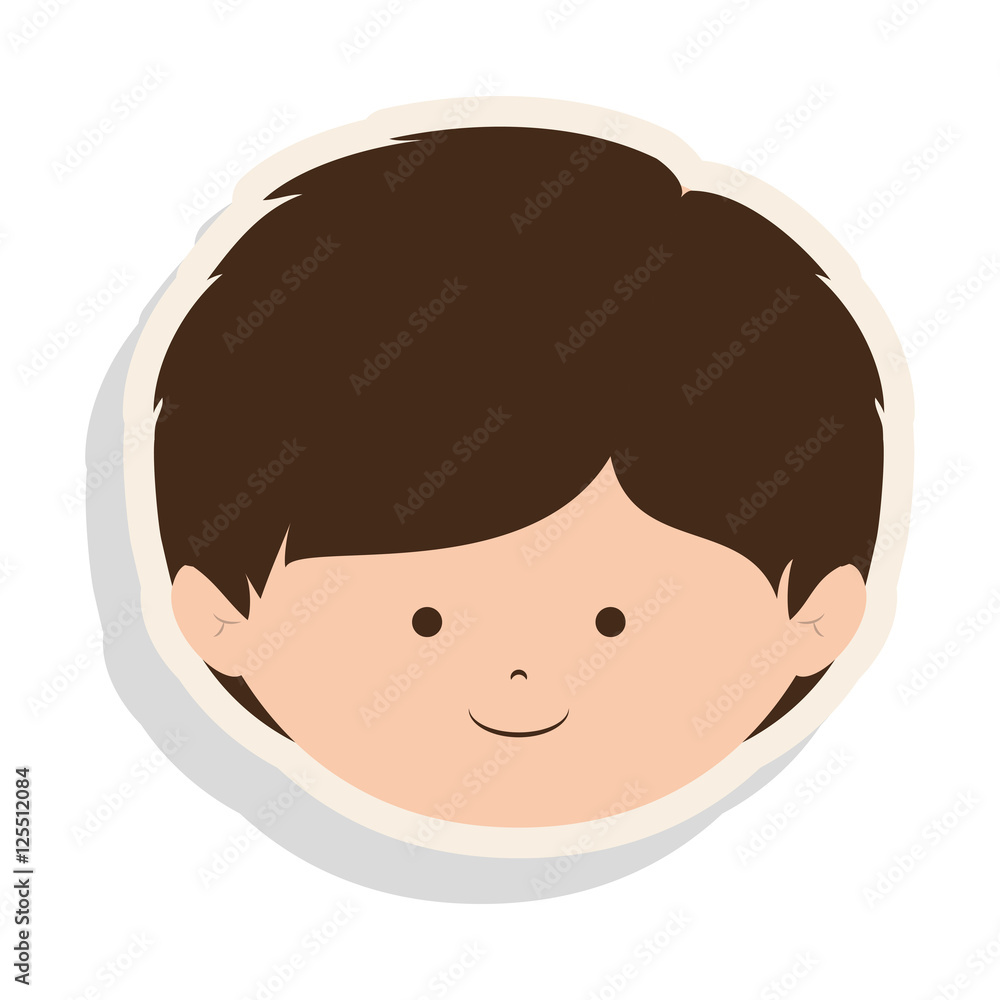 little cute boy face smiling over white background. vector illustration little cute boy face smiling over white background. vector illustration