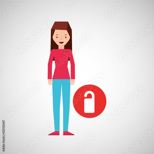 girl cartoon traveler and do not disturb room design, vector illustration graphic 