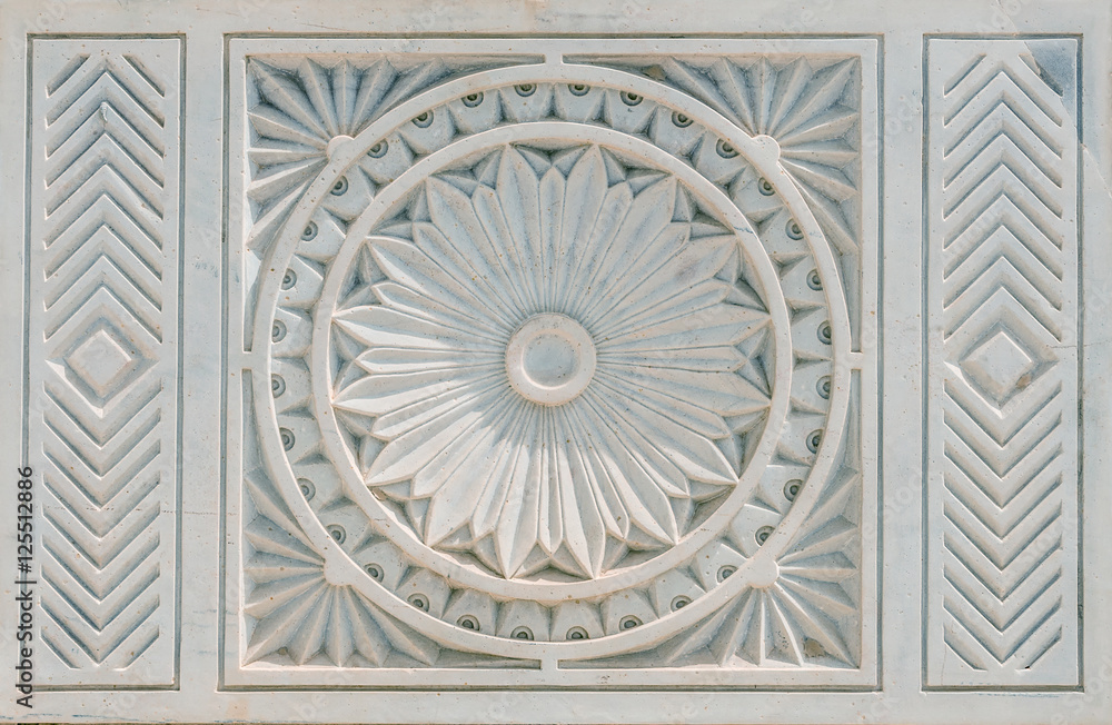 Beautiful stonework engraved tile with circle