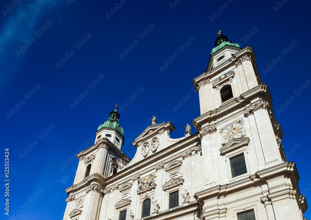 Elegant high church tower in Salzburg