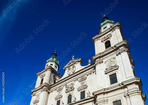 Elegant high church tower in Salzburg