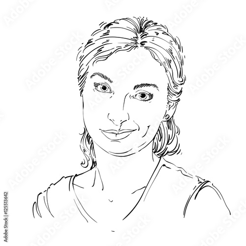 Hand-drawn vector illustration of beautiful skeptic woman, I do