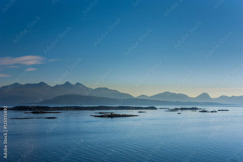 Peaks in the sunset and the sea, Molde, Norway