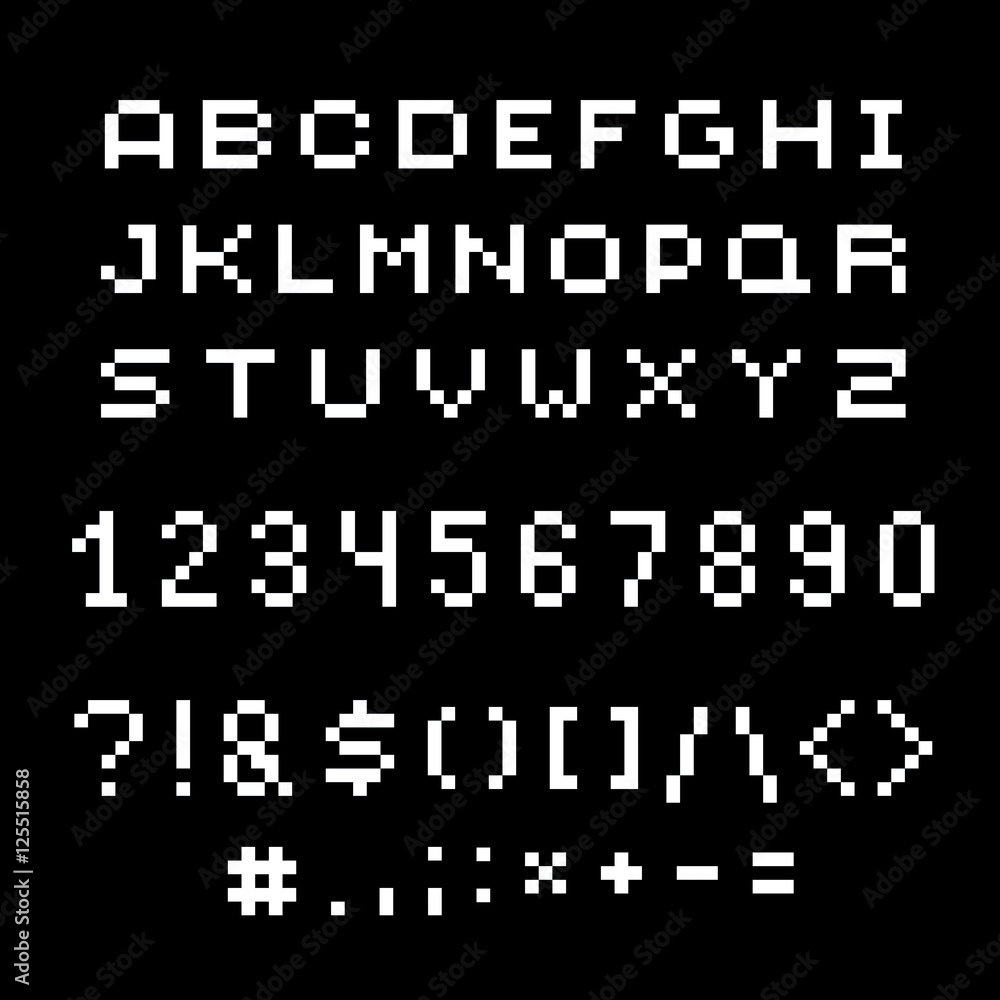 Vector modern numbers, letters and punctuation marks created in Vector modern numbers, letters and punctuation marks created in
