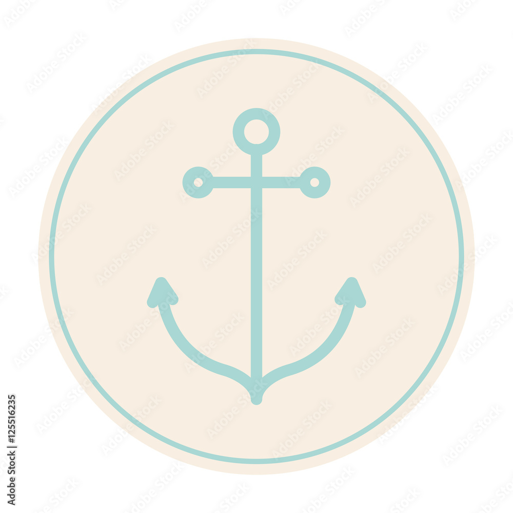 button with blue anchor icon inside over white background. nautical symbol design. vector illustration button with blue anchor icon inside over white background. nautical symbol design. vector illustration