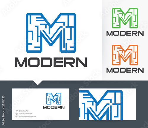 Modern vector logo with business card template