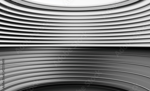 Horizontal black and white curved panels illustration background