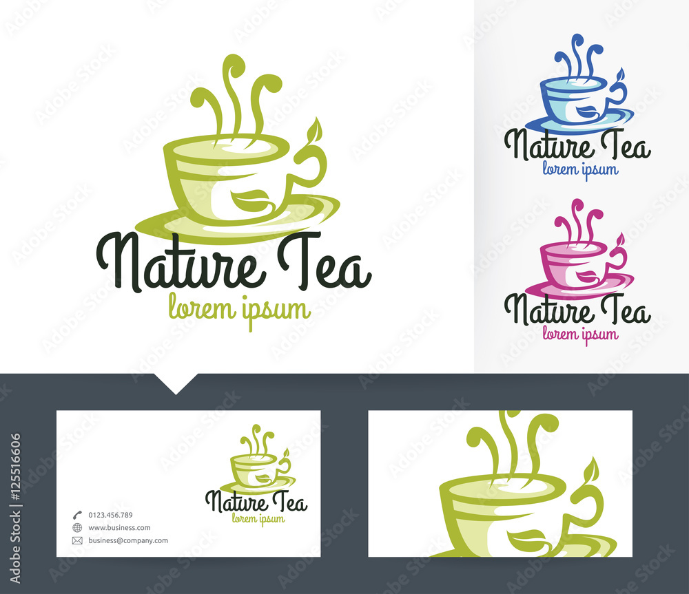 Nature Tea vector logo with business card template Nature Tea vector logo with business card template