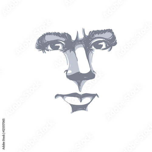 Vector portrait of irate woman, illustration of good-looking but