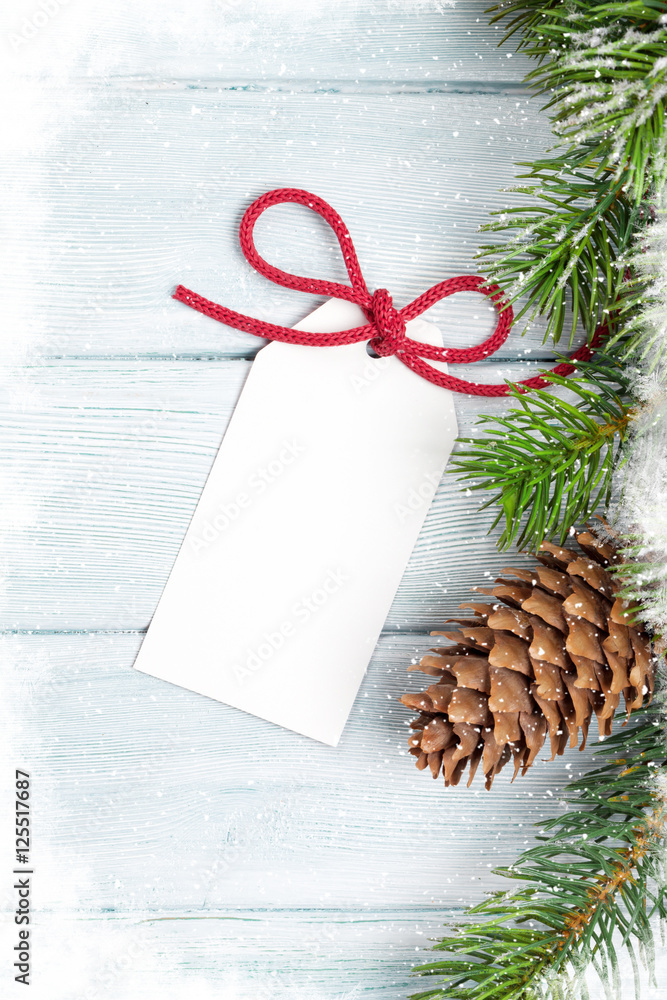Christmas background with label and tree Stock Photo | Adobe Stock