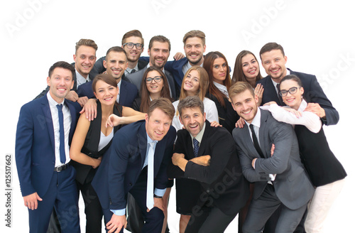 Business team people group crowd full length stand isolated on w