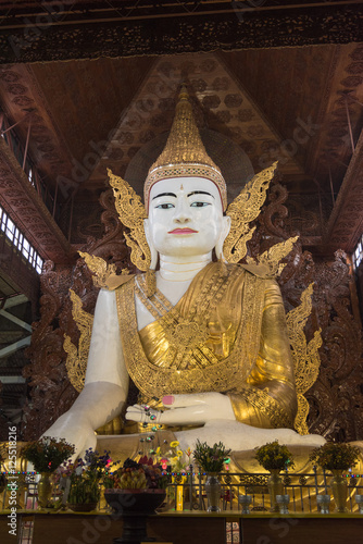 Gigantic Buddha image in Ngahtatgyi temple, Yangon, Myanmar photo