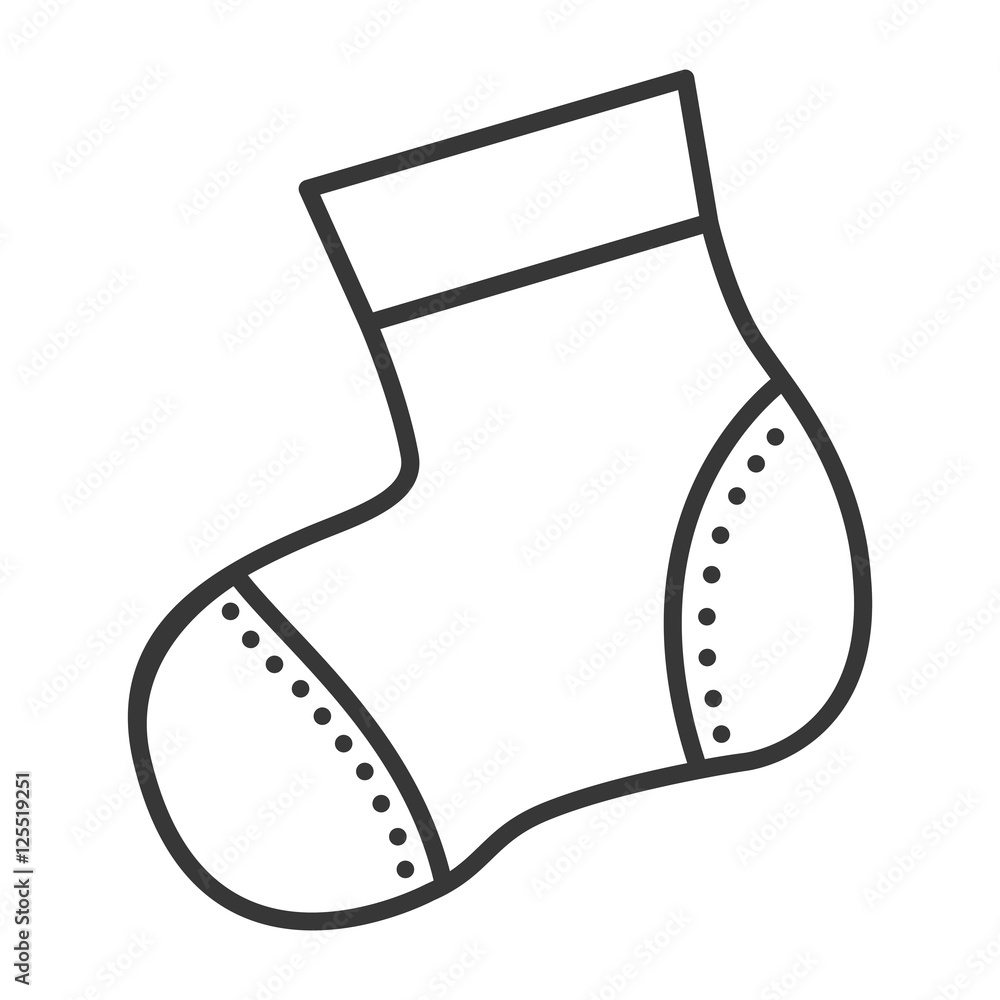 silhouette of baby sock icon over white background. vector