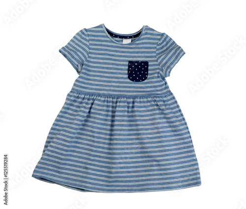 Blue striped dress, isolate
