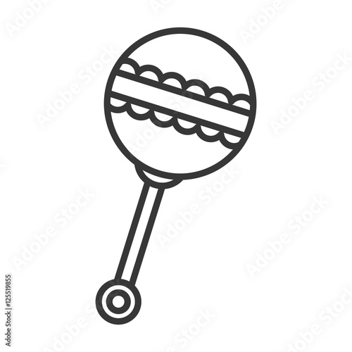 silhouette of baby rattle toy icon over white background. vector illustration