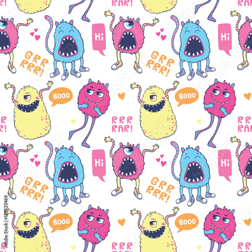 Monsters seamless pattern.