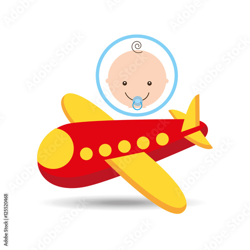 cartoon airplane red toy baby icon vector illustration eps 10