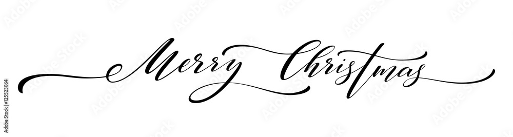 Merry Christmas hand lettering isolated. Vector illustration - obrazy, fototapety, plakaty 