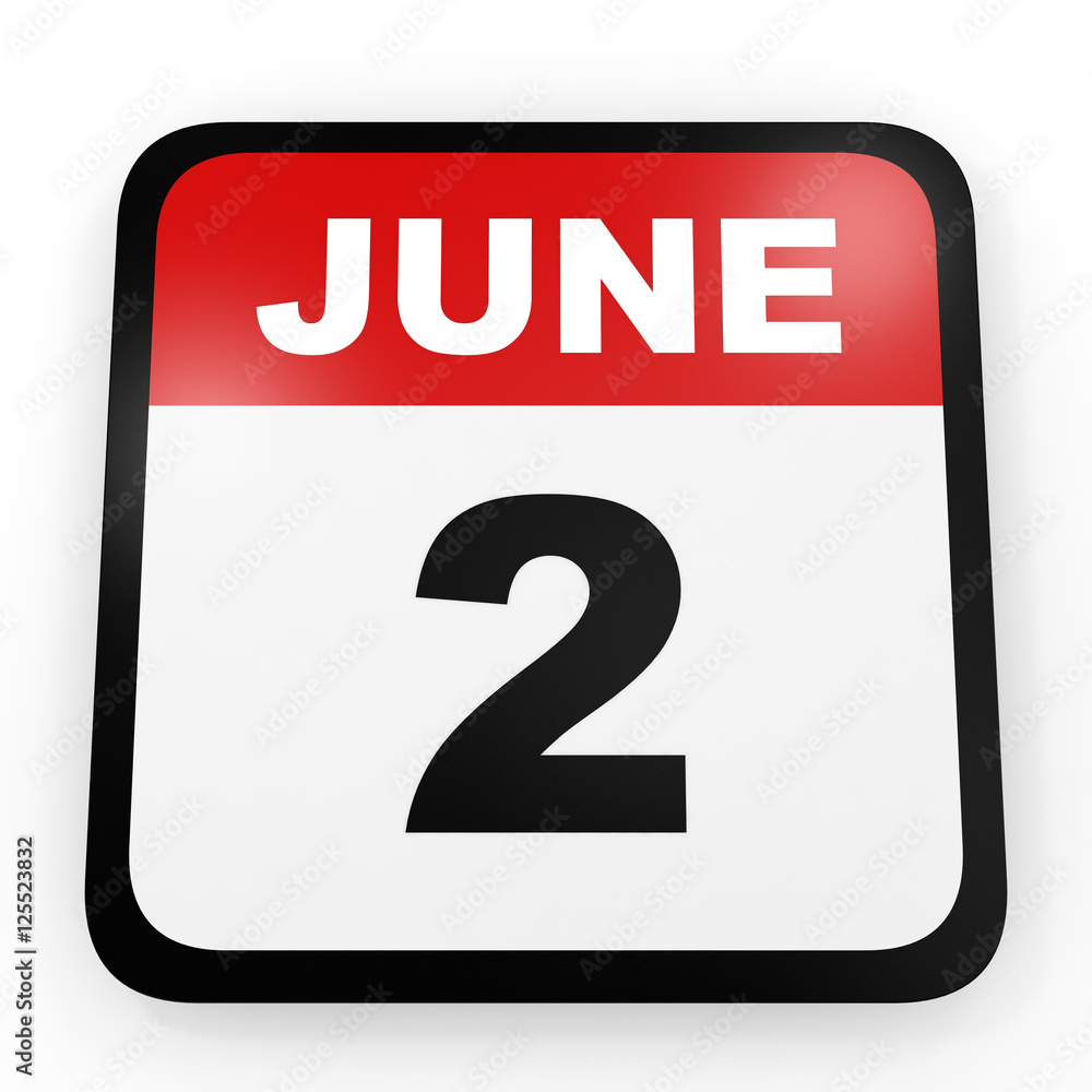 June 2. Calendar on white background. June 2. Calendar on white background.