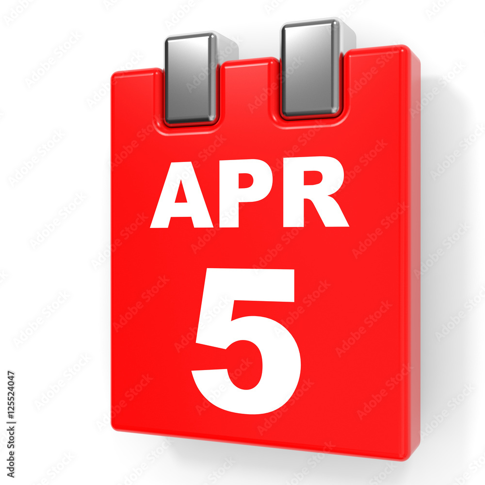 April 5. Calendar on white background. April 5. Calendar on white background.