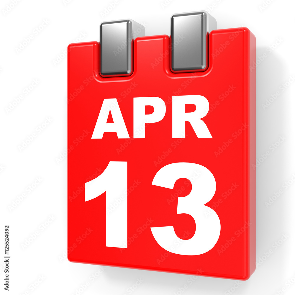 April 13. Calendar on white background. April 13. Calendar on white background.