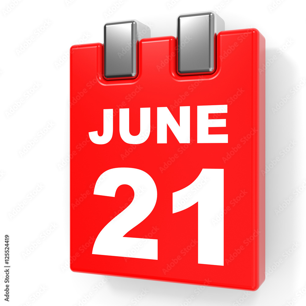 June 21. Calendar on white background. June 21. Calendar on white background.