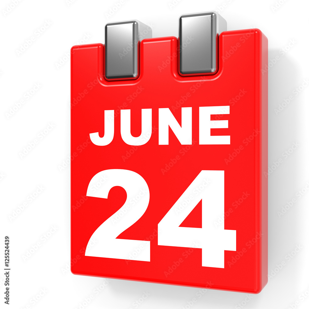 June 24. Calendar on white background. June 24. Calendar on white background.