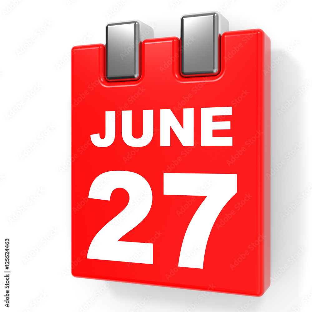 June 27. Calendar on white background. June 27. Calendar on white background.