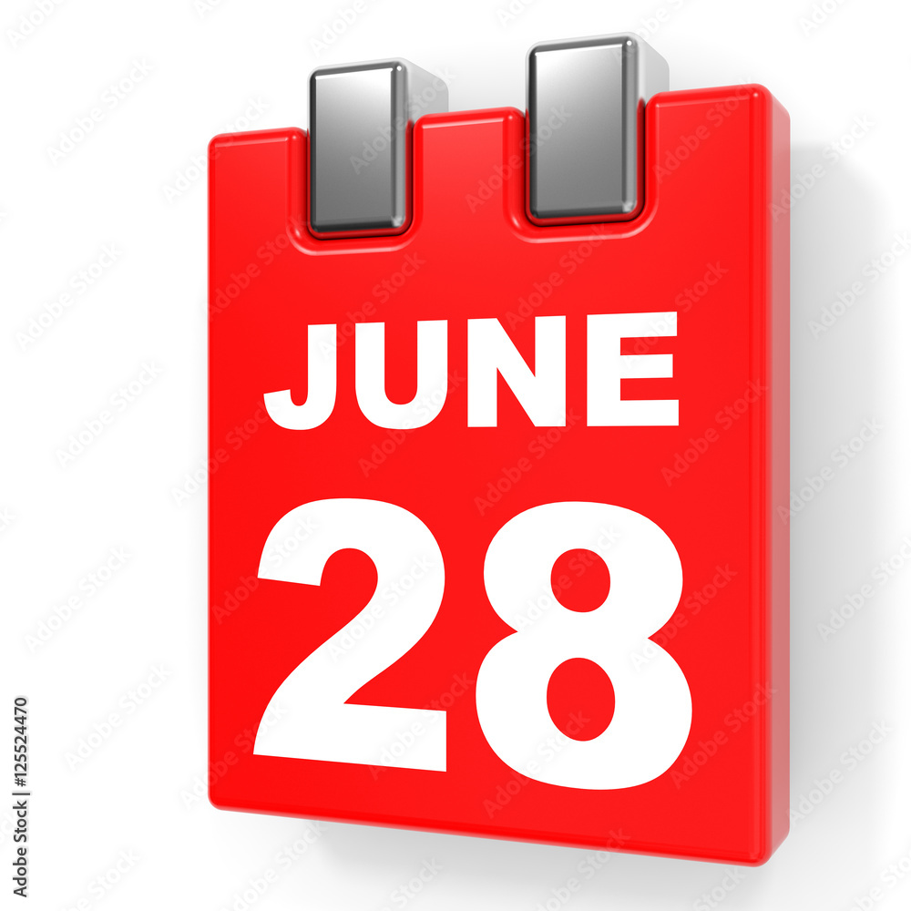 June 28. Calendar on white background. June 28. Calendar on white background.