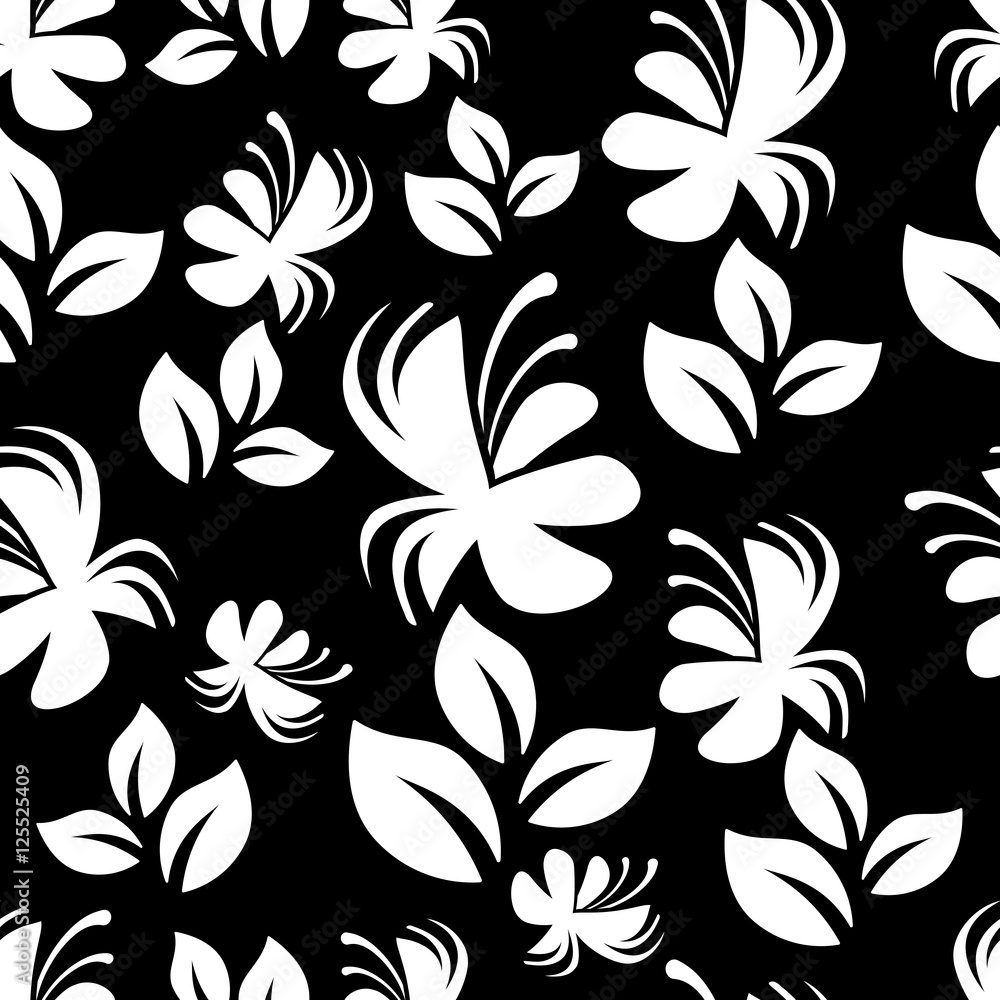 Gray vector floral pattern