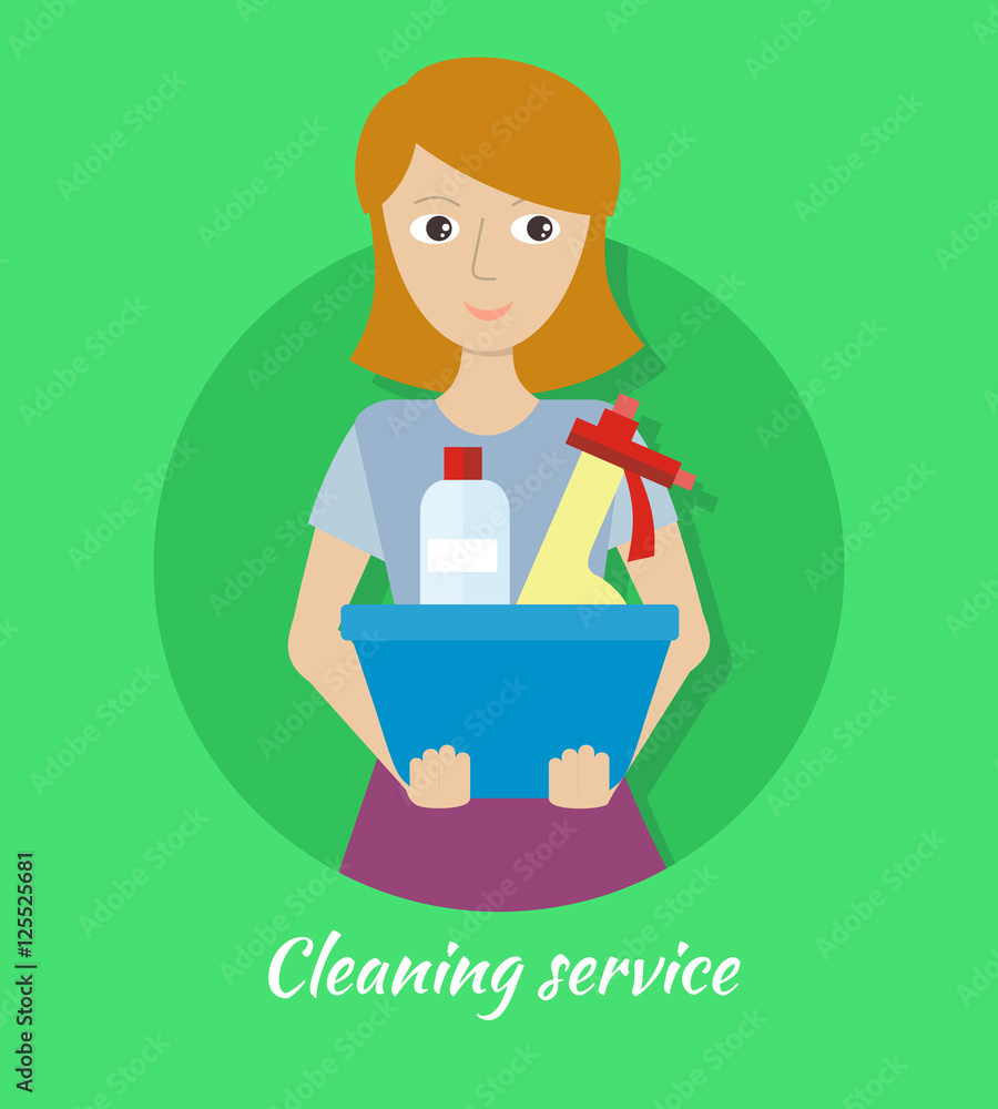 Member of the Cleaning Service with Glass Cleaner Member of the Cleaning Service with Glass Cleaner